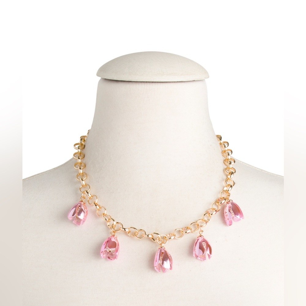 🩶BETSEY JOHNSON GARDEN GLAM TULIP CHARM CHAIN NECKLACE - NWT🩶